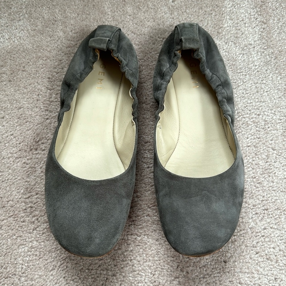 M.Gemi Gray Leather Ballet Flats